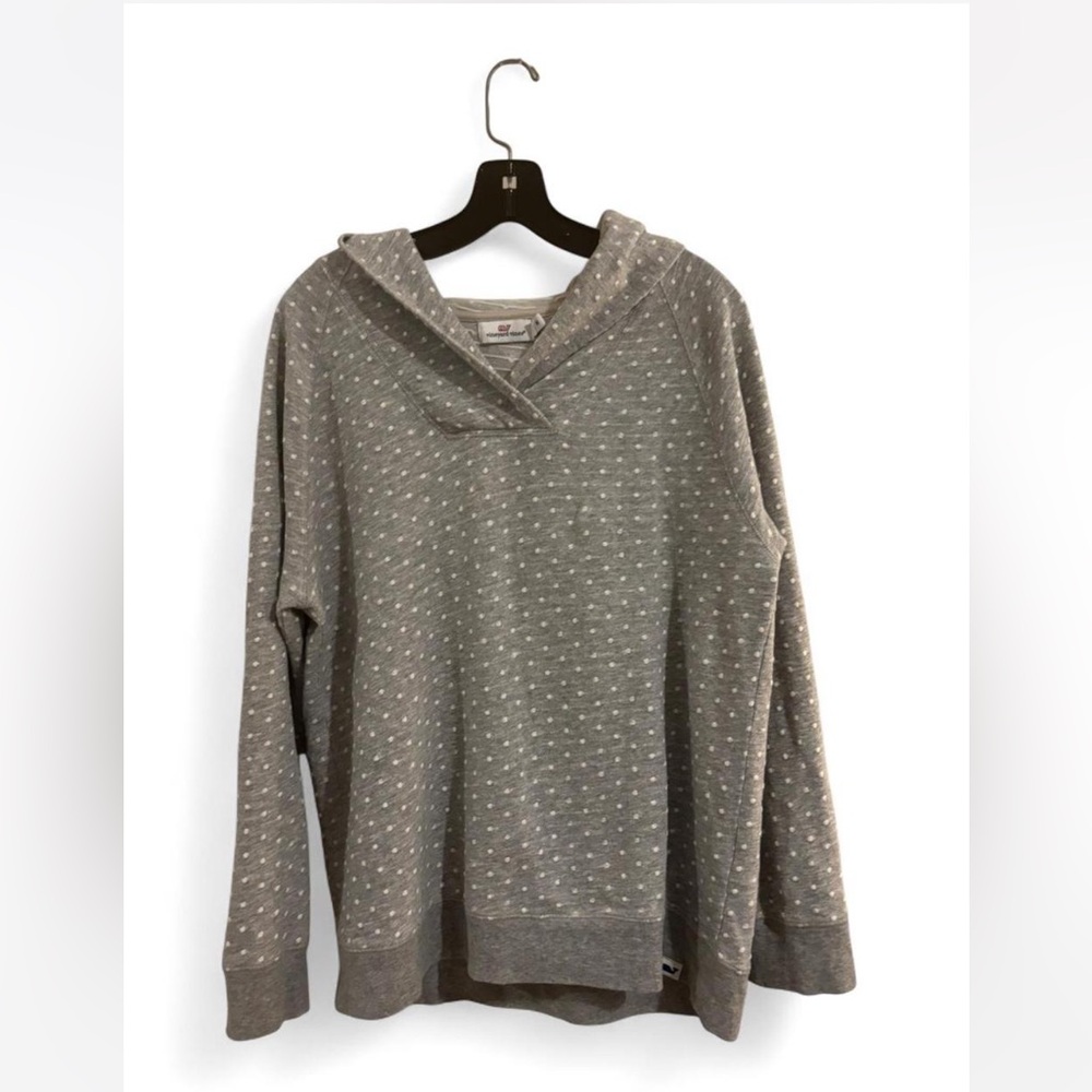 Vineyard Vines sz M Cozy Gray Hoodie with White Dots